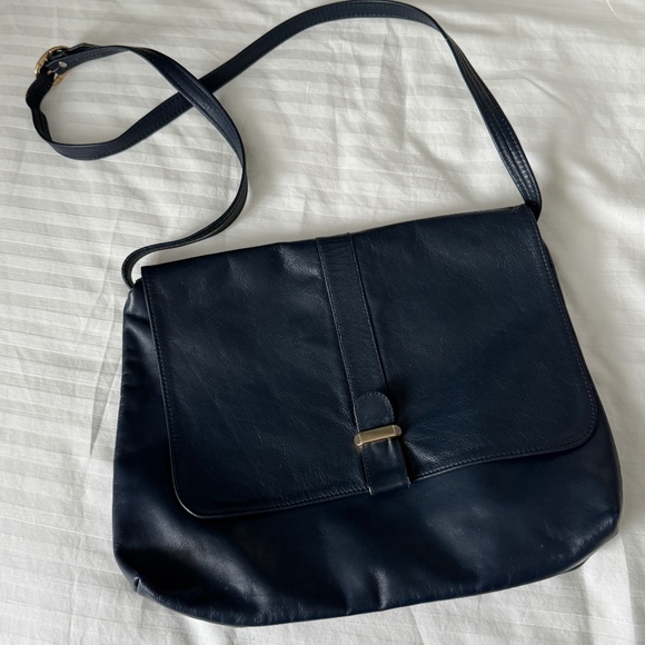 Mimo Sacs - Vintage Navy  Shoulder Leather Bag / Purse - Picture 13 of 13